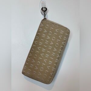 Authentic Bvlgari Tan Canvas (Leather Interior) Zip Around Wallet / Clutch
